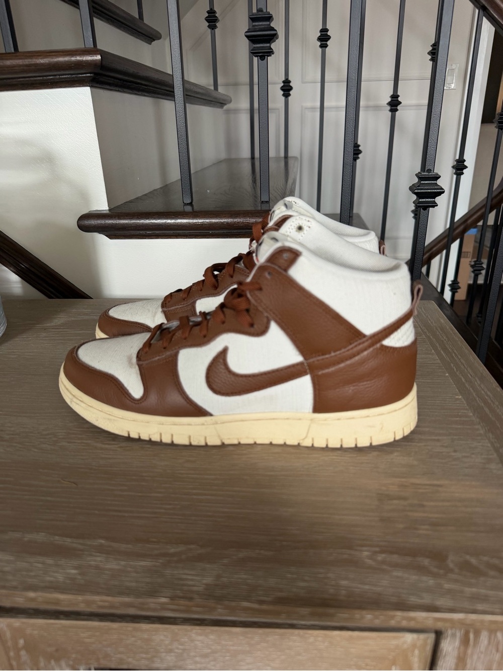 Nike Dunks - Men's Brown and White High-Top Sneakers